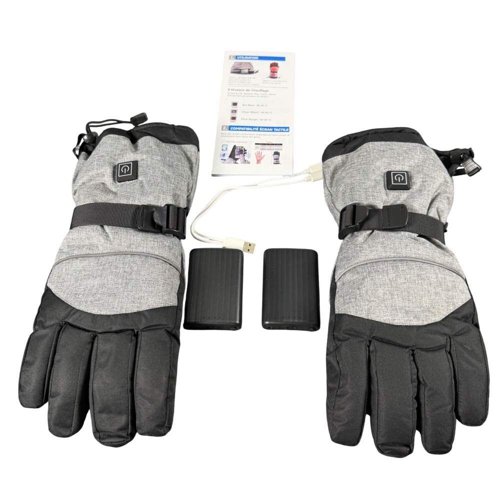 ALLJOY Heated Gloves for Men Smart Winter Ski Gloves 3 Heating Levels Gray Black